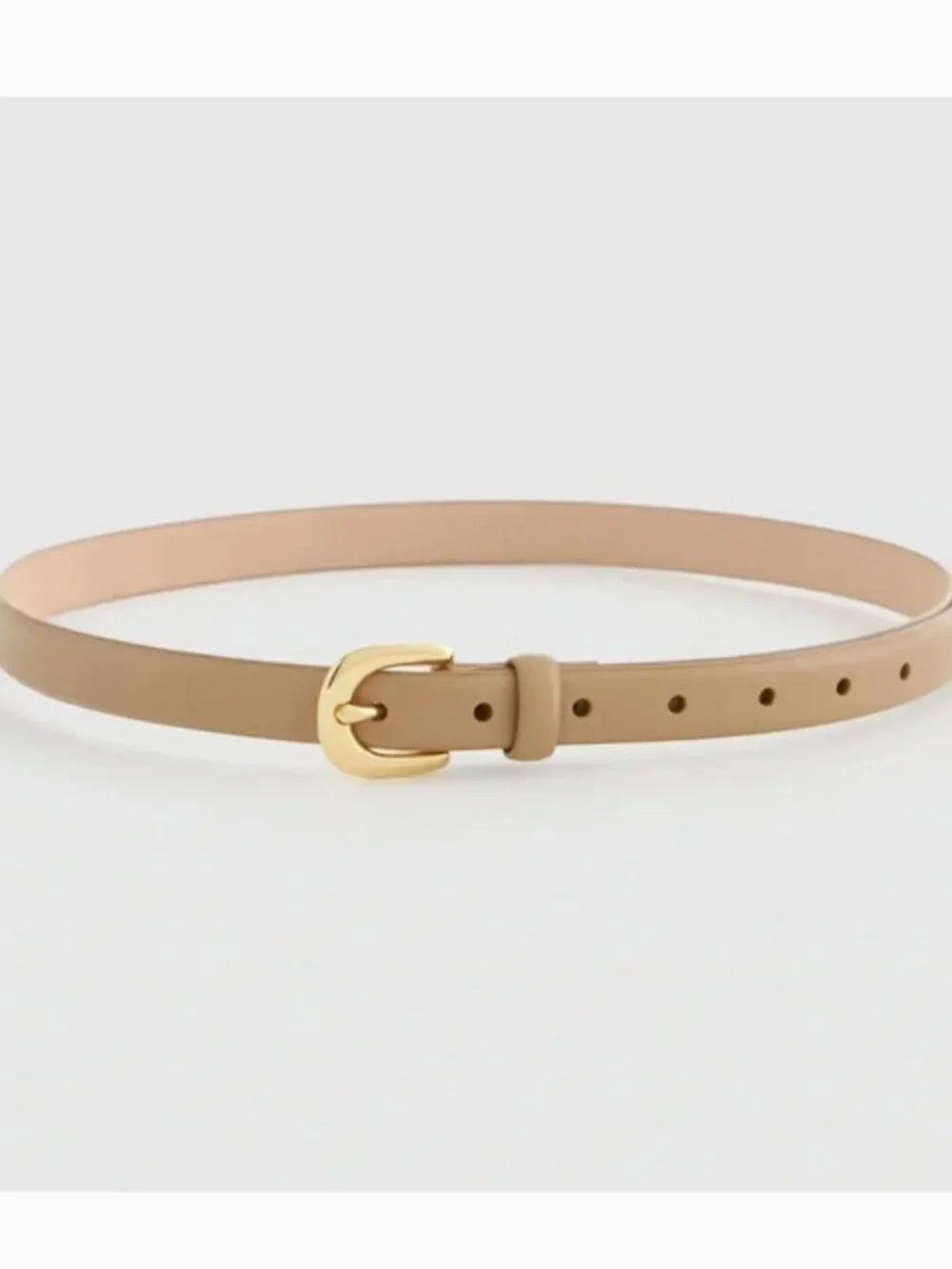 NWT Sofia European Leather Skinny Belt in Mushroom Size S